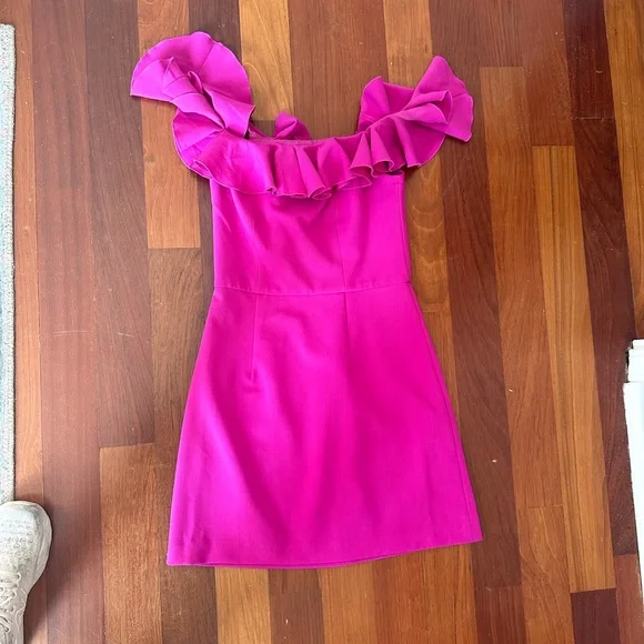 French Connection | Dresses | French Connection Ruffle Pink Mini Dress |  Poshmark